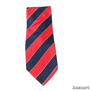 Tie Rack Carlo Colombo Men’s Tie Red Blue Striped 100% Silk Made in Italy